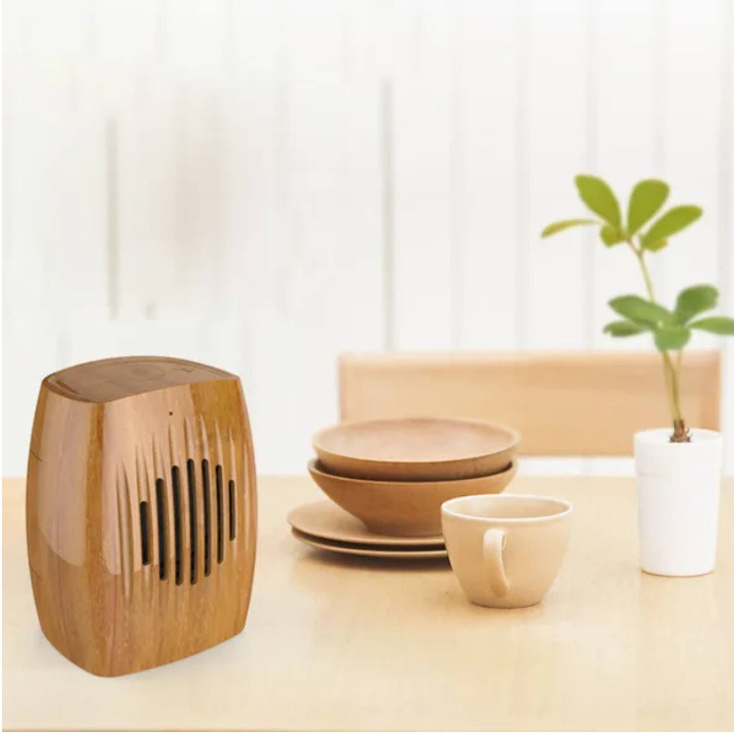 Left. Stock Preferred - Birchwood Black Woodchuck Retro Bluetooth Speaker.