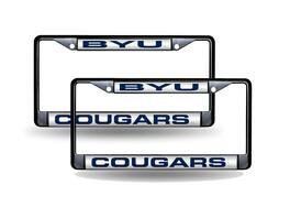 Rico Industries - Brigham Young BYU Cougars Black Metal (Set of 2) Laser Cut License Plate Frames - Multi