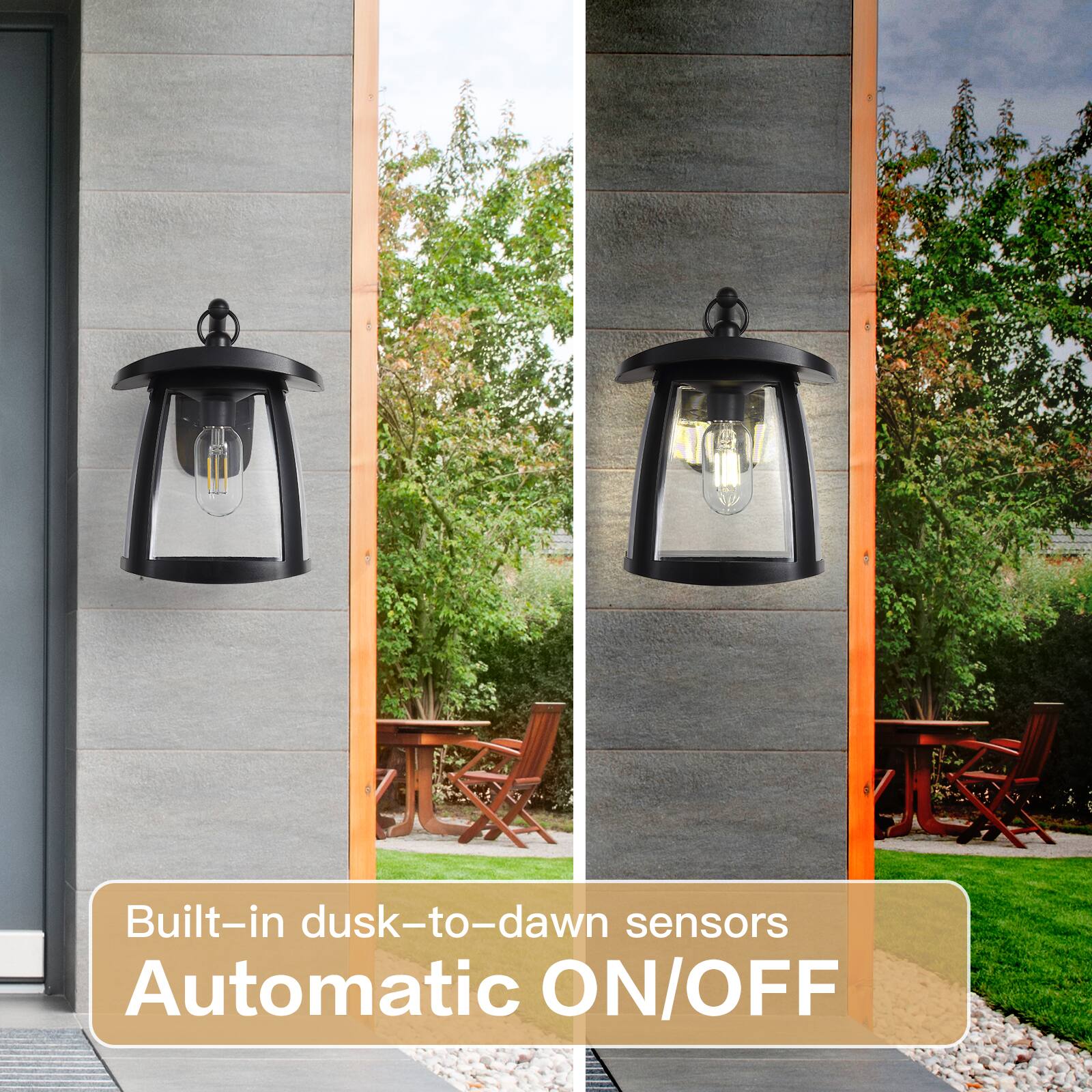 Built-in dusk-to-dawn sensors  
Automatic ON/OFF