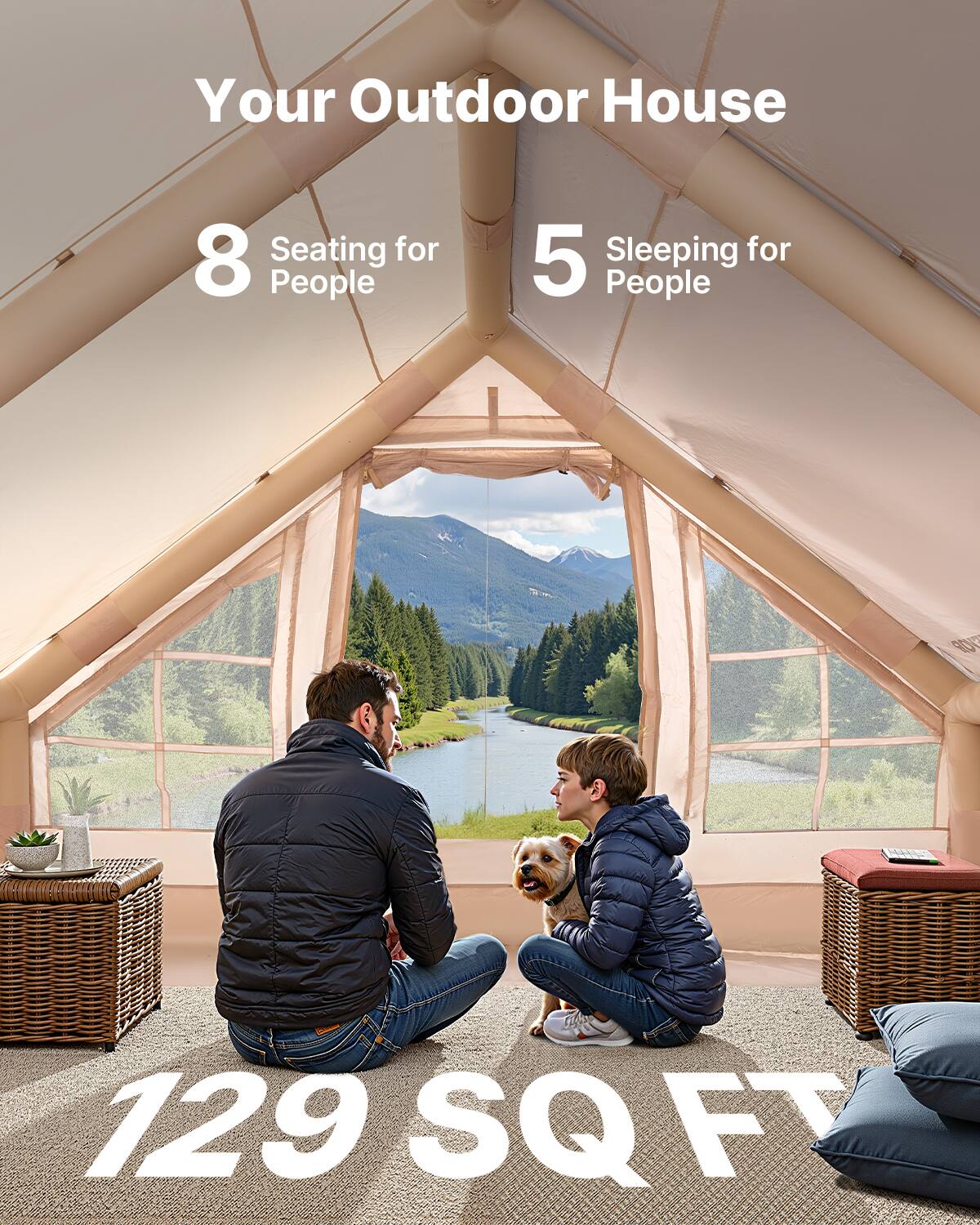 Your Outdoor House, 8 Seating for People, 5 Sleeping for People, 129 SQ FT