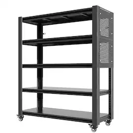 Lirago - 78"H Heavy Duty Metal Shelving Unit with Pegboard & Wheels 2000LB Capacity Freestanding Shelving for Garage - Black