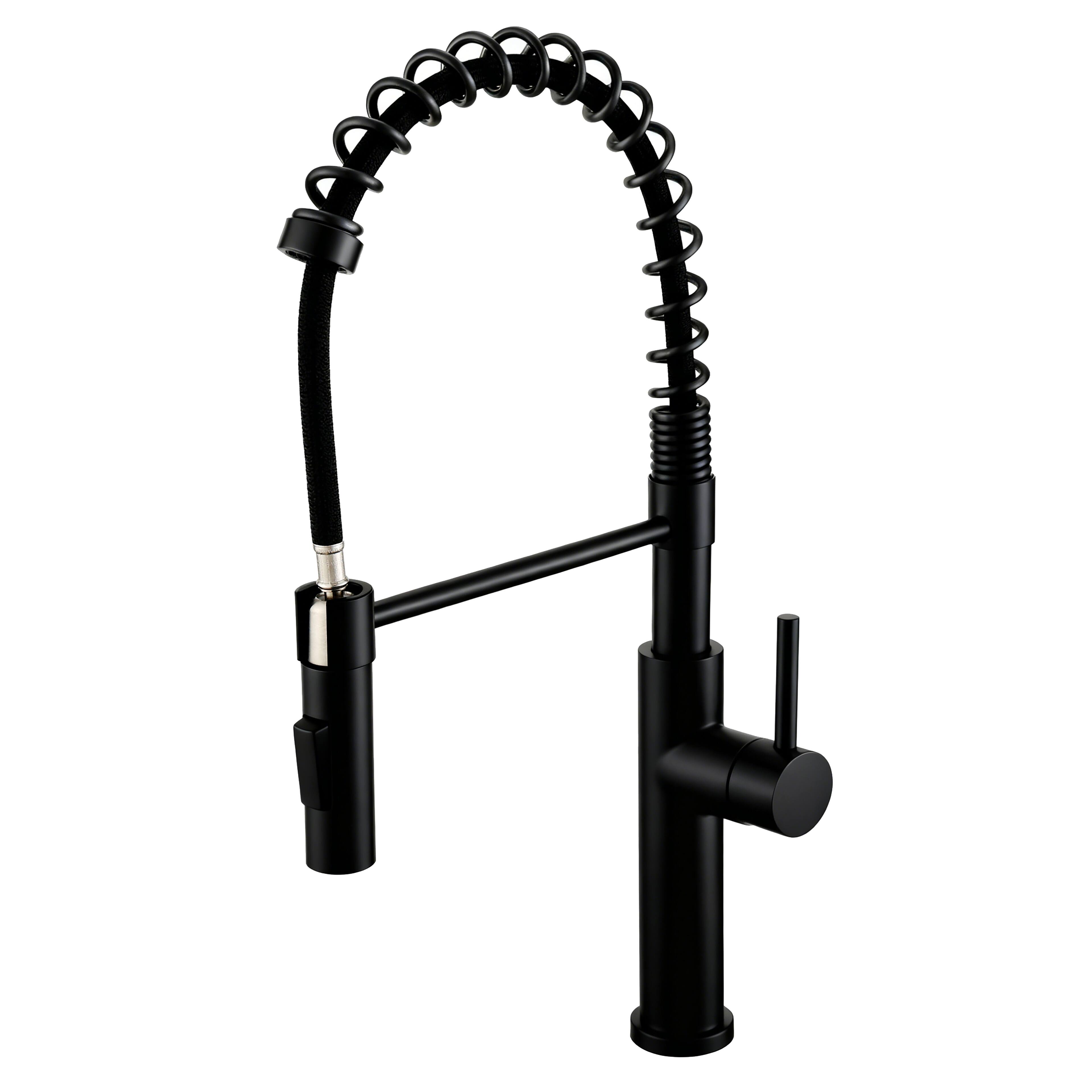 Front. Bothwa Home - Cascade Edge 19.6 - Inch Kitchen Faucet - Matt Black.