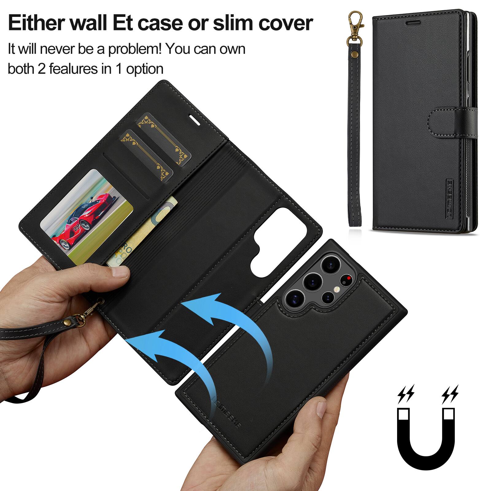 Either wall Et case or slim cover  
It will never be a problem! You can own both 2 features in 1 option