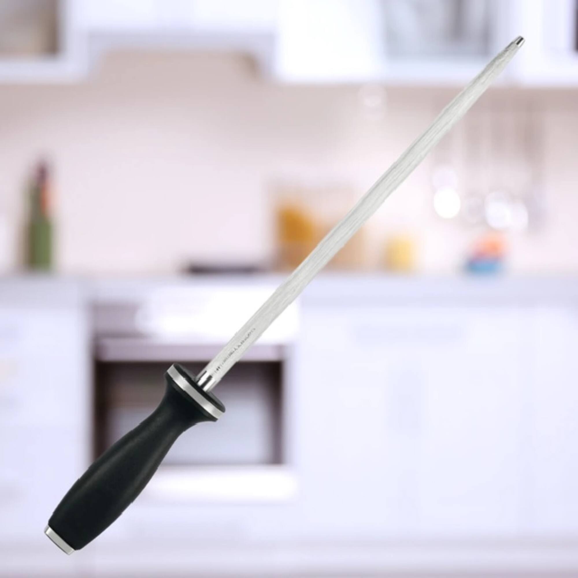 Alt View 3. ZWILLING - ZWILLING 10-inch Sharpening Steel with Stainless Steel End Cap - Stainless Steel.