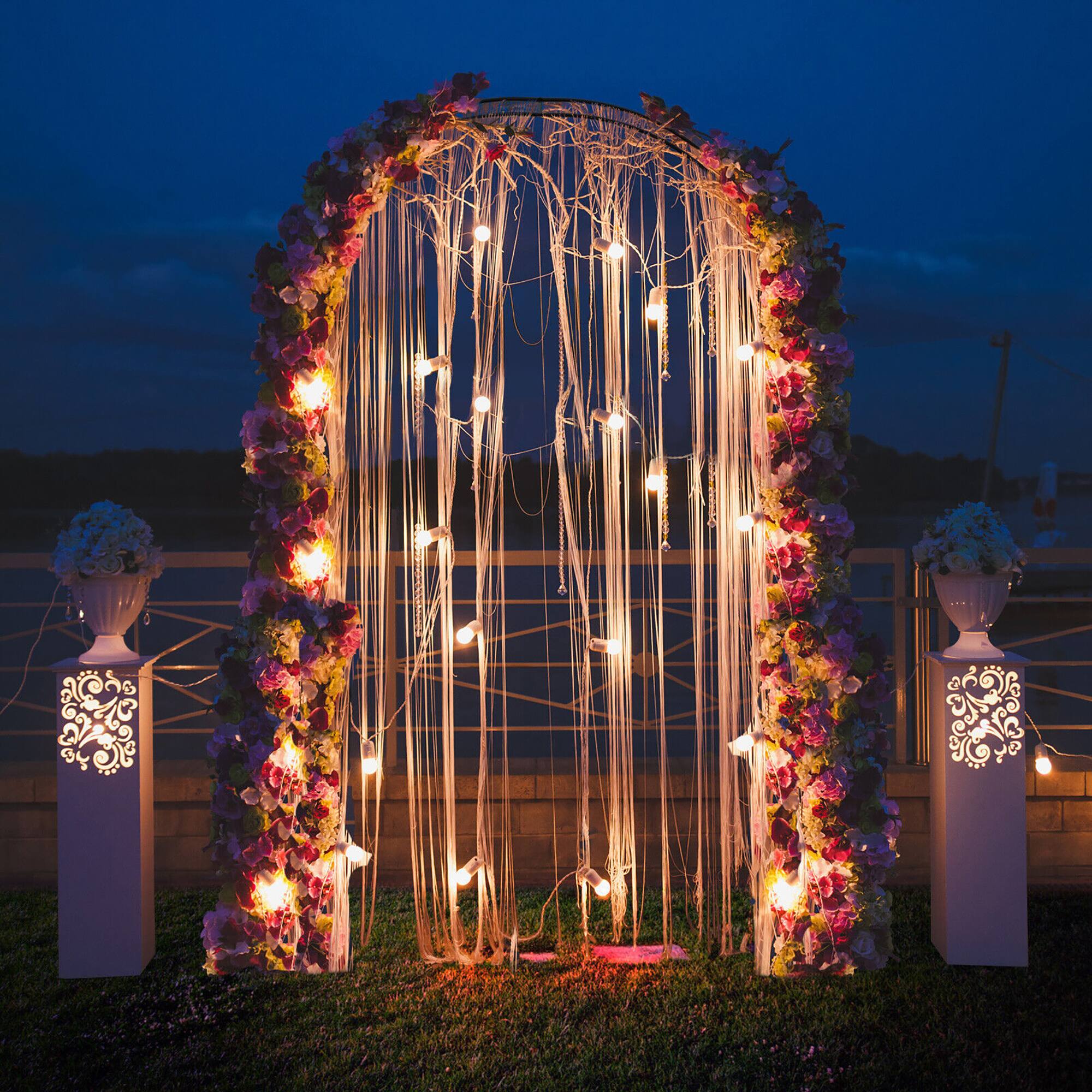 Alt View 4. Gymax - Gymax Metal Garden Arch 7.9 FT Backdrop Stand for Various Climbing Plants Party Black - Black.