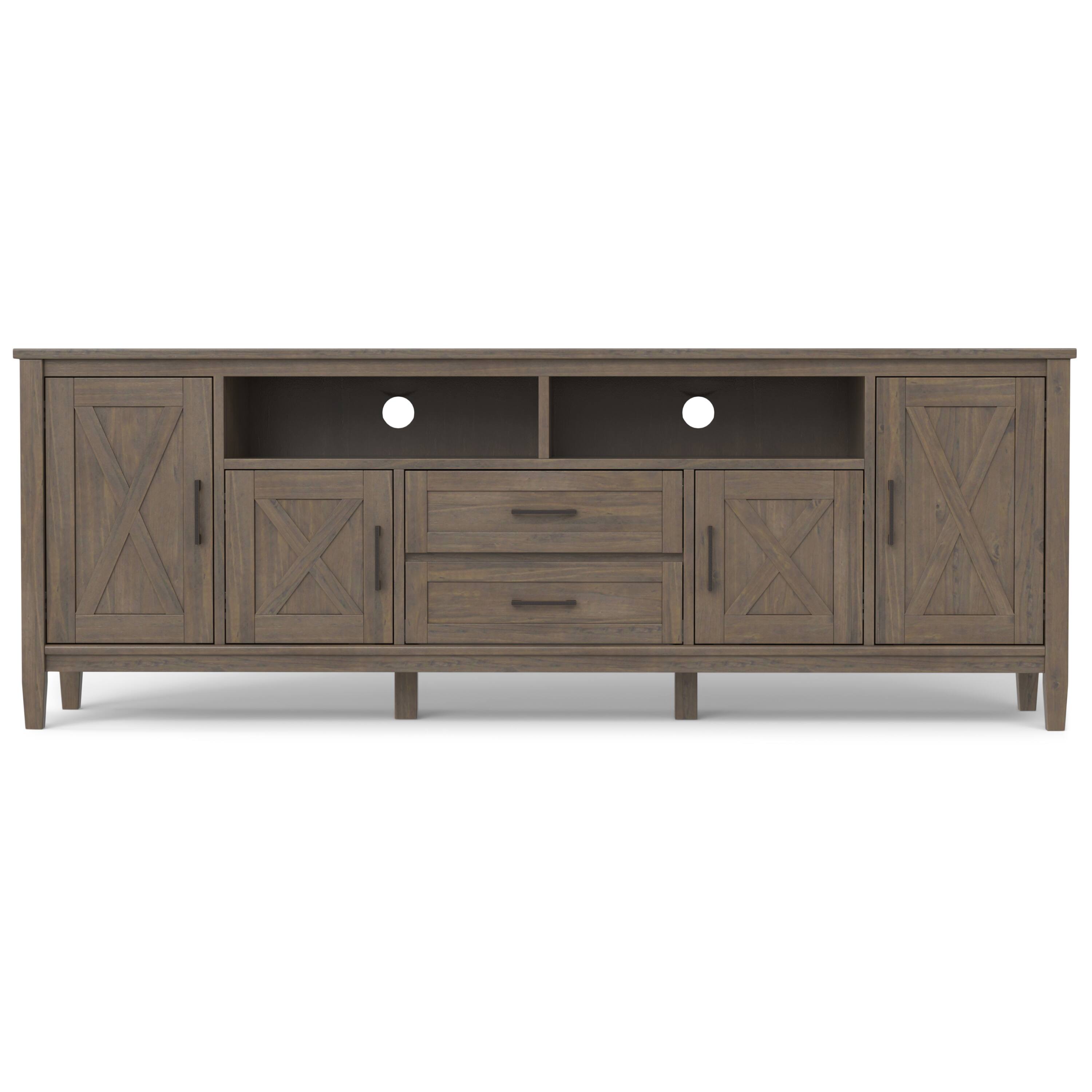 Left. Simpli Home - Ela SOLID WOOD 72 inch Wide Transitional TV Media Stand - Smoky Brown.