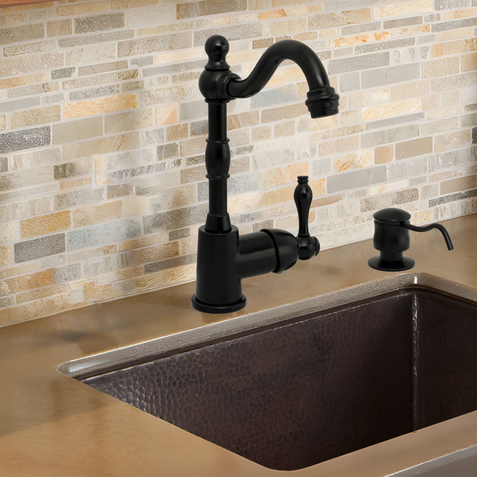 Alt View 2. Akicon - Akicon Built-in Brass Soap Dispenser for Kitchen Sink Refill from Top with 17 oz. Bottle in Matte Black - Matte Black.