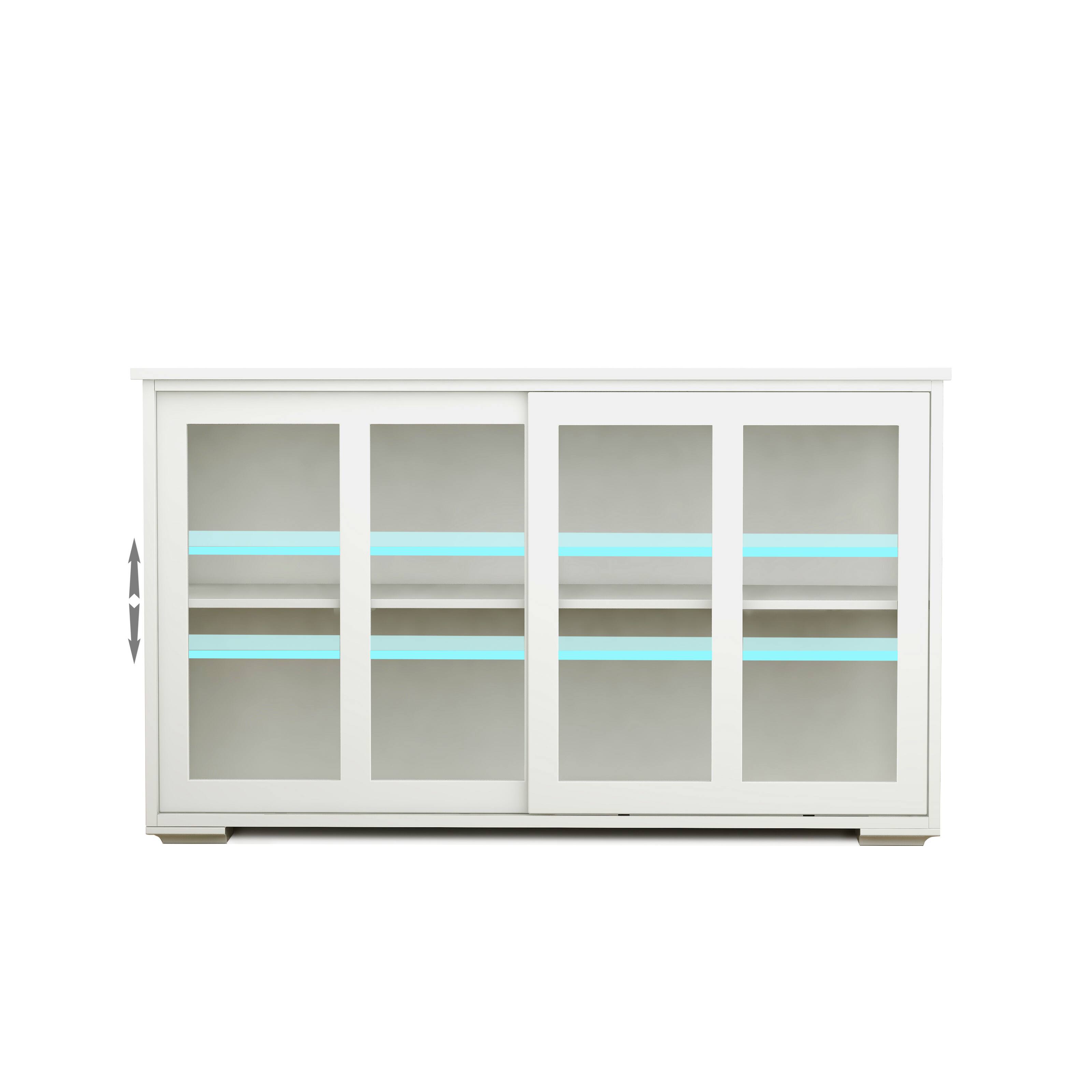 Front. Spaco - Spaco Kitchen Storage Cabinet,Sideboard Buffet with Sliding Glass Doors, Adjustable Shelves for Kitchen Dining Room - White.