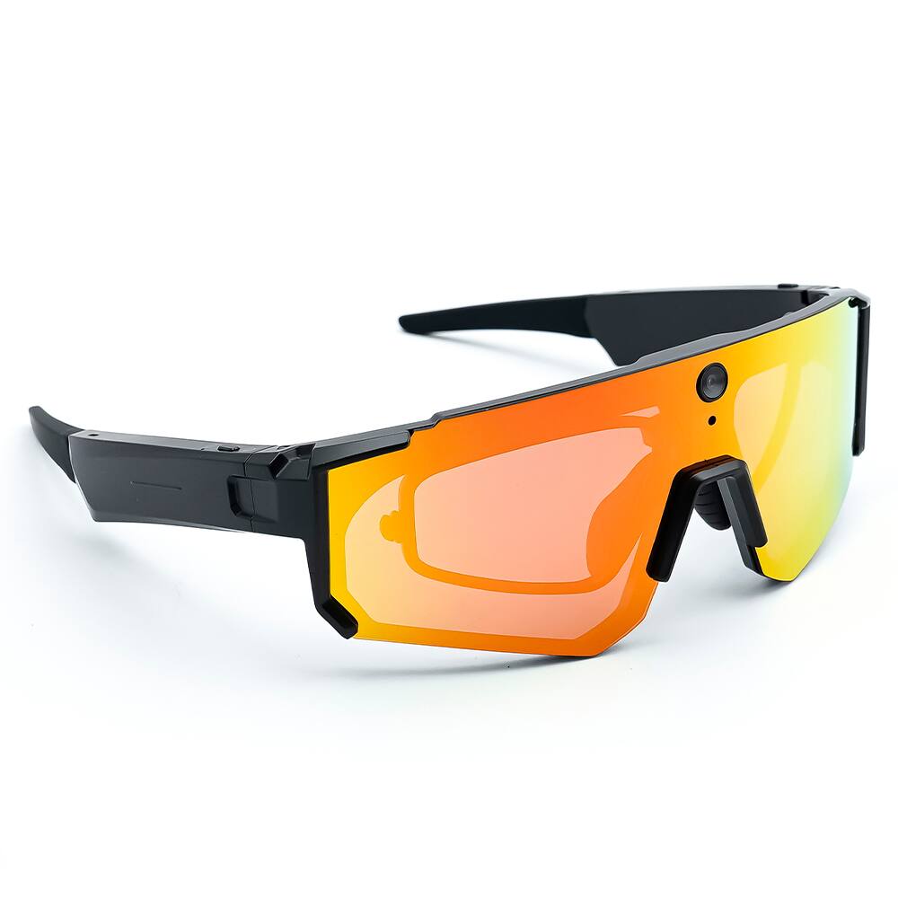 Alt View 10. Loheer - Loheer Smart Glasses with Camera, AI Image Stabilization, Real-Time Translation, Cycling Wear - Black/Orange - Black.