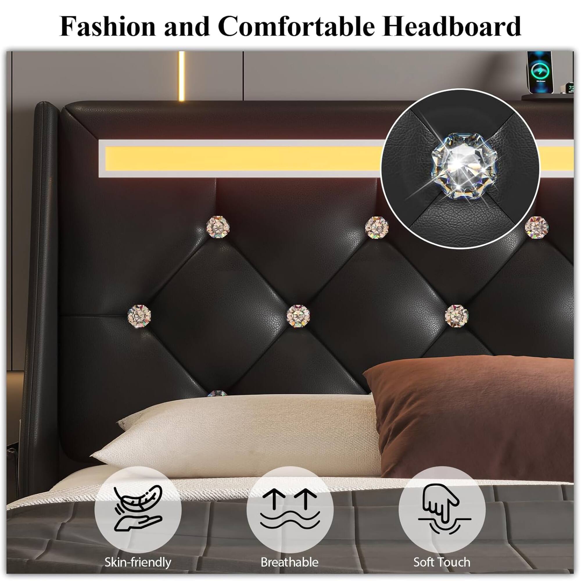 Fashion and Comfortable Headboard

Skin-friendly  
Breathable  
Soft Touch