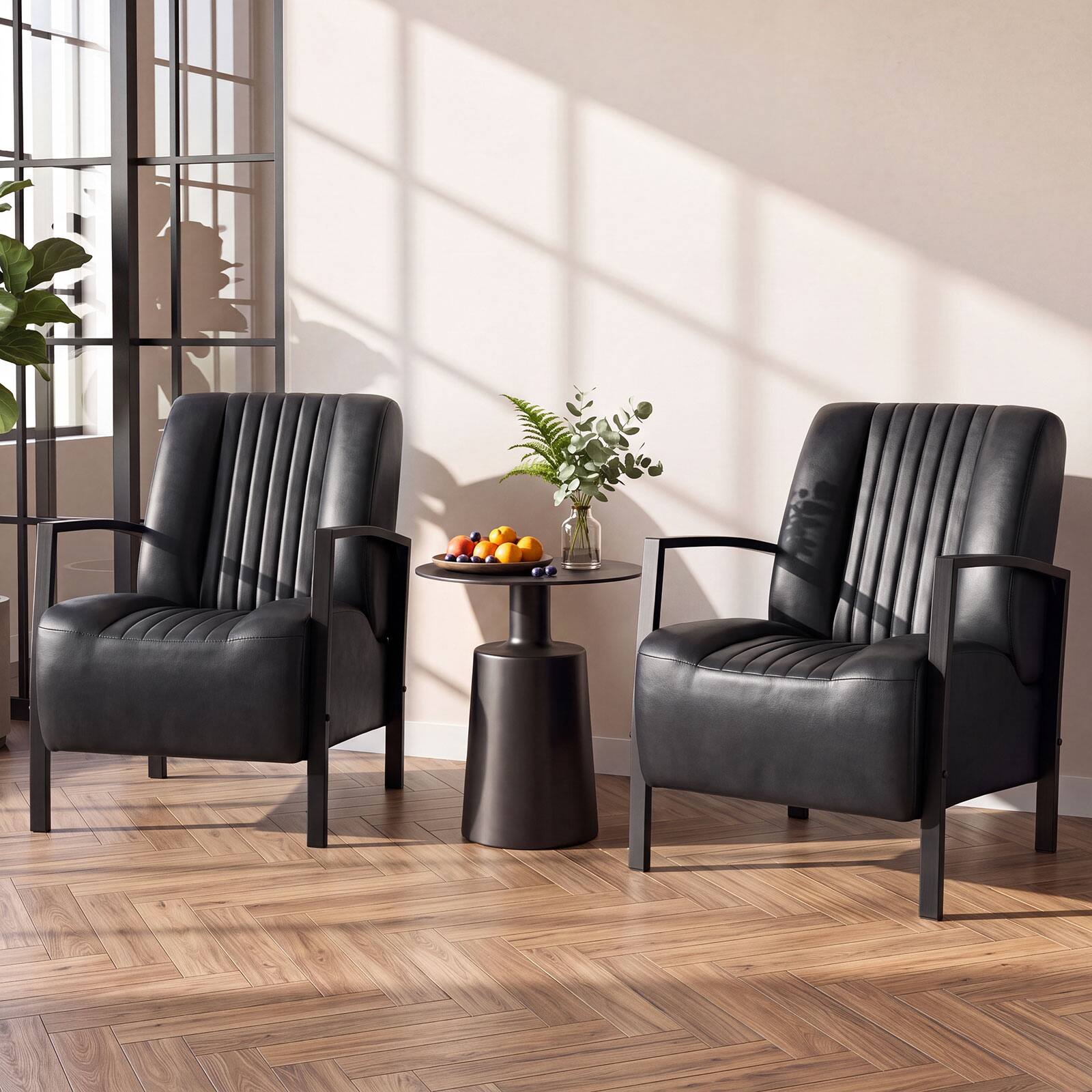 Alt View 4. Costway - Costway 1 PCS Modern Accent Chair with Metal Frame, Padded Seat & Back for Living Room, Office - Black.