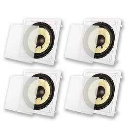 Acoustic Audio by Goldwood - HDS10 in Wall 10" Home Theater Passive Subwoofers 4 Piece Speaker Set - Paintable White