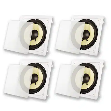 Front. Acoustic Audio by Goldwood - HDS10 in Wall 10" Home Theater Passive Subwoofers 4 Piece Speaker Set - Paintable White.