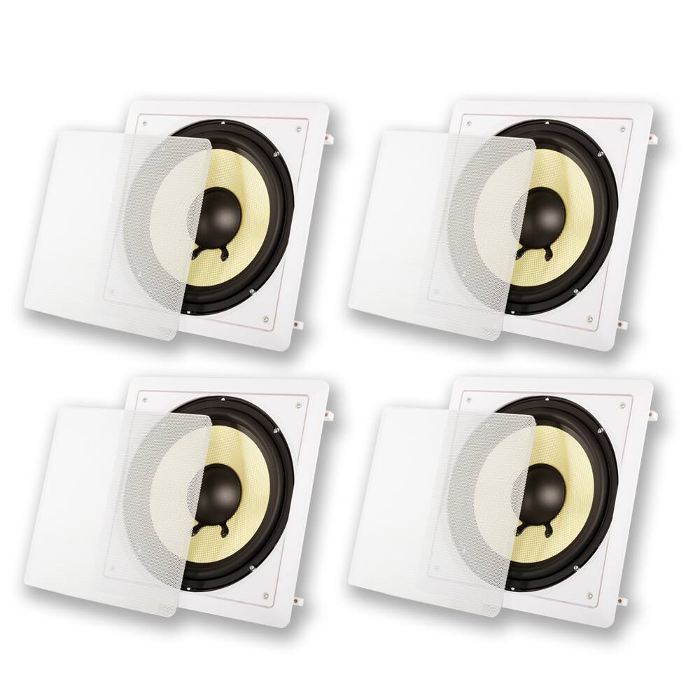 Front. Acoustic Audio by Goldwood - HDS10 in Wall 10" Home Theater Passive Subwoofers 4 Piece Speaker Set - Paintable White.