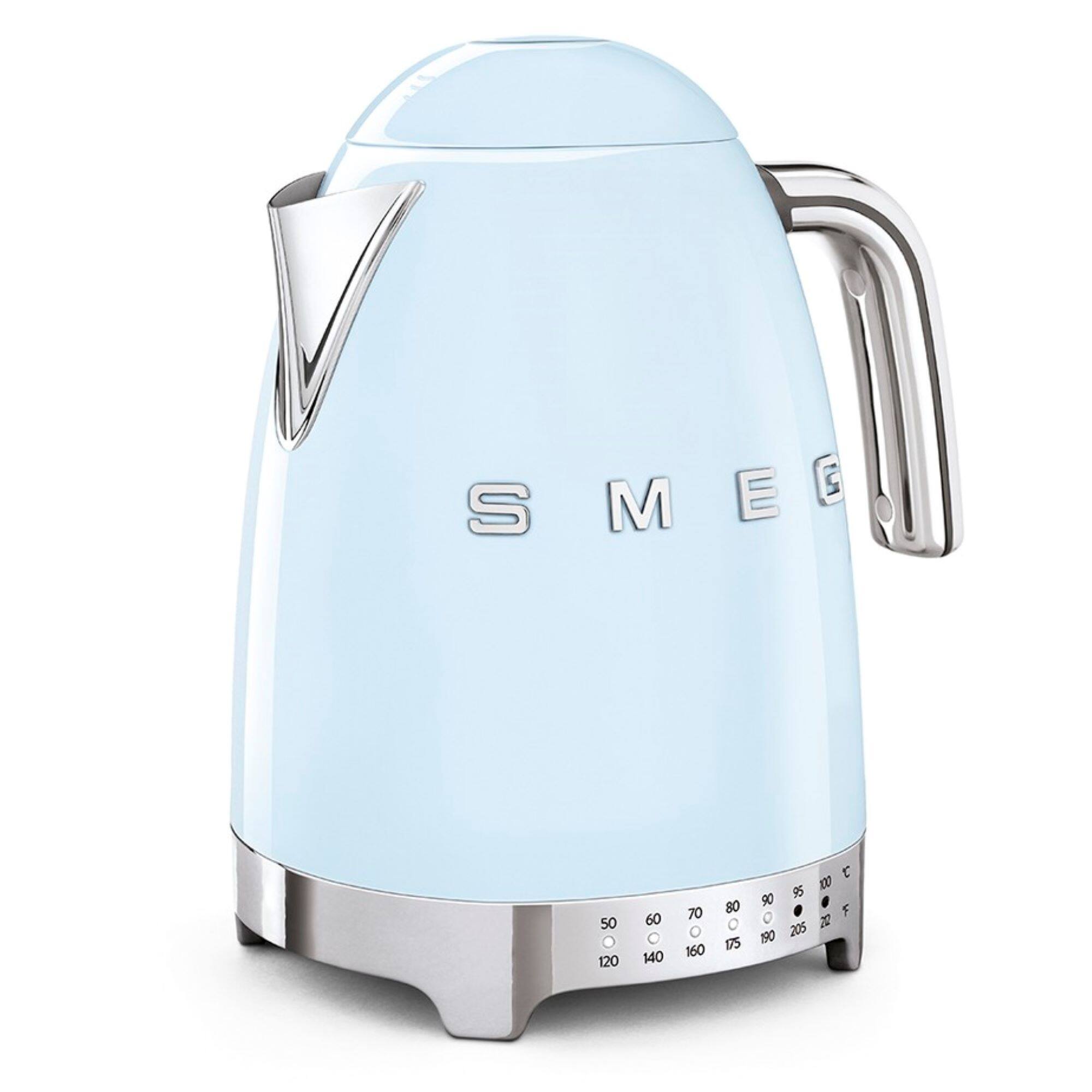 Angle. SMEG - KLF04 7-Cup Variable Temperature Kettle - Pastel Blue.