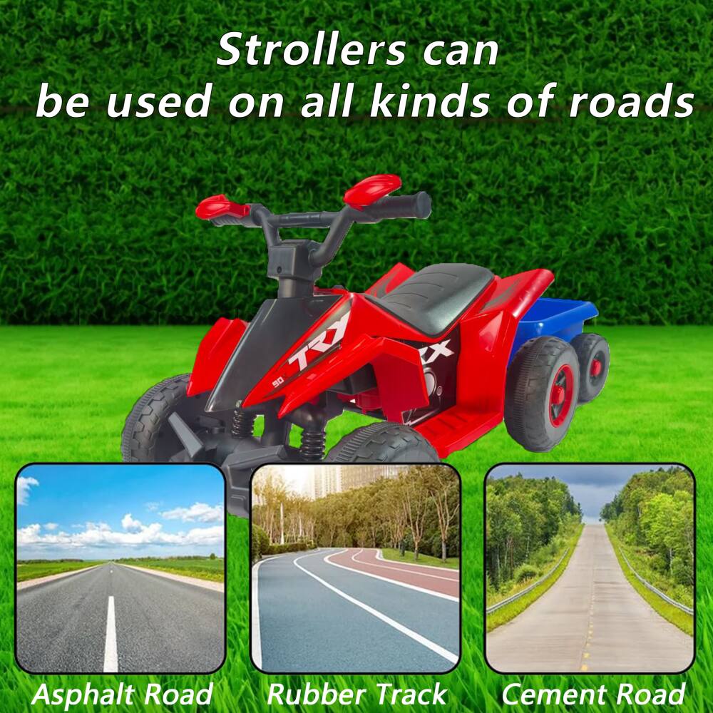 Strollers can be used on all kinds of roads

- Asphalt Road
- Rubber Track
- Cement Road
