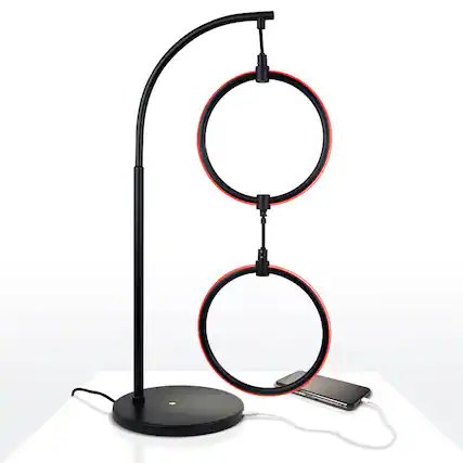 Front. Brightech - Nova Color RGB LED Modern Industrial Arc Dimmable Bedside Nightstand Desk Lamp - Classic Matte Black.