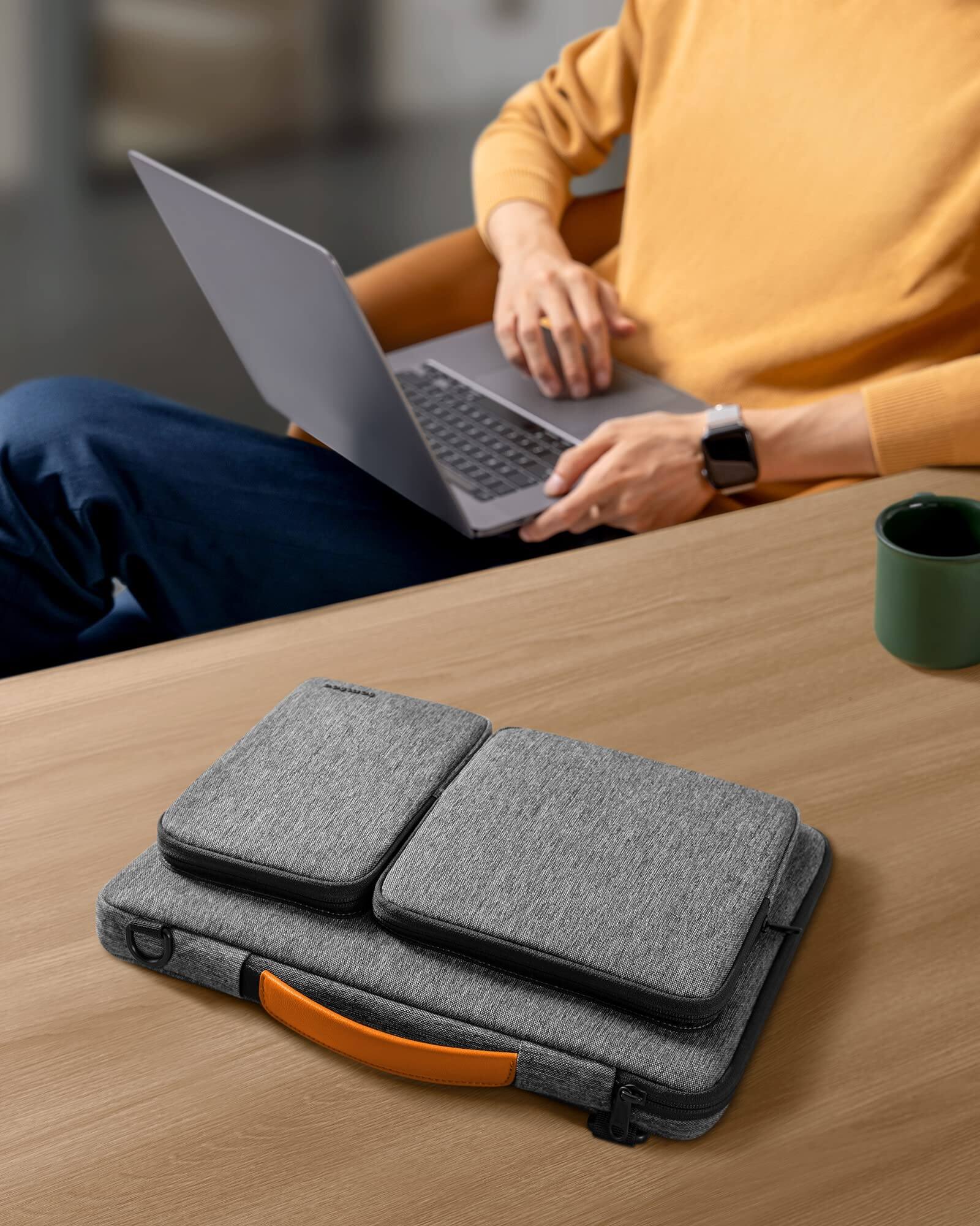 Alt View 7. tomtoc - Defender-A42 360° Protective Laptop Shoulder Bag Case for 15-inch MacBook Air (A3448)/Pro M5/M4/M3/M2 2026-2016 - Gray.