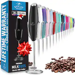 Zulay Kitchen - PRO Milk Frother Wand - Ultra High Speed Handheld Frother with Upgraded Stand - Black