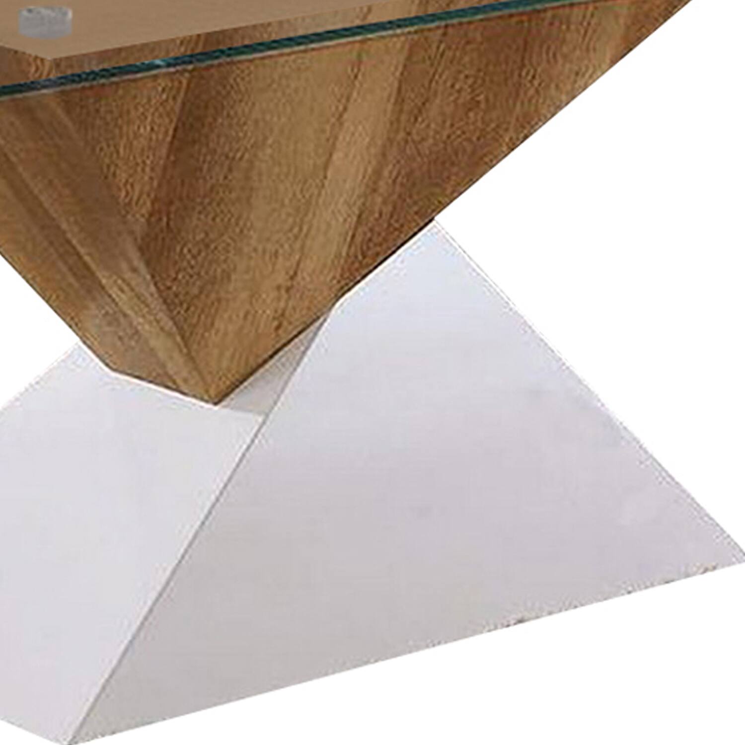 Alt View 3. Manhattan Lane - Two Tone Wooden End Table with Pedestal Base, White and Brown - White, Brown.