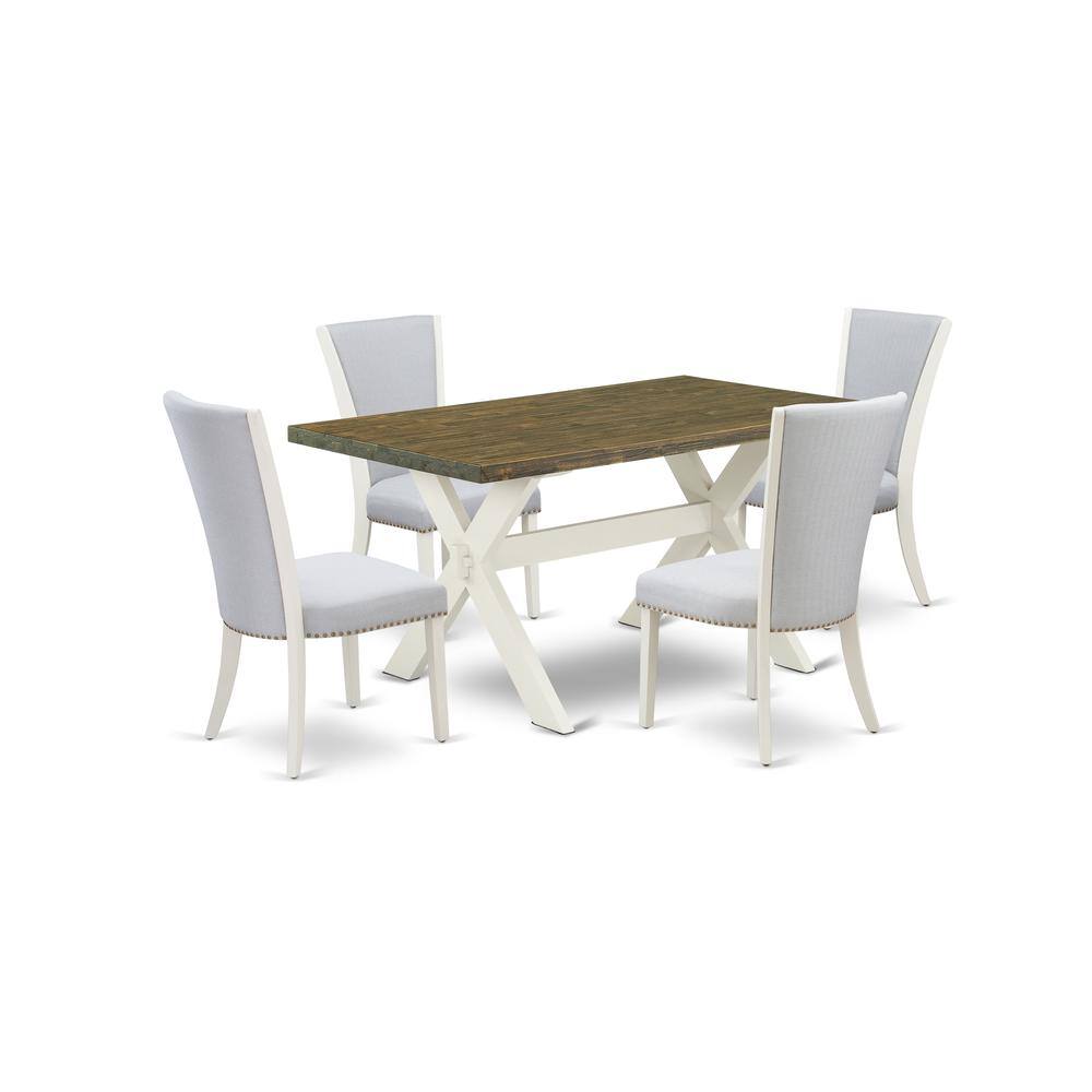 Left. East West Furniture - East West Furniture 5-Pc Dinette Set Consists of 4 Mid Century Modern Dining Chairs with Fabric Seat-Rectangular Dining - Multi-Color.