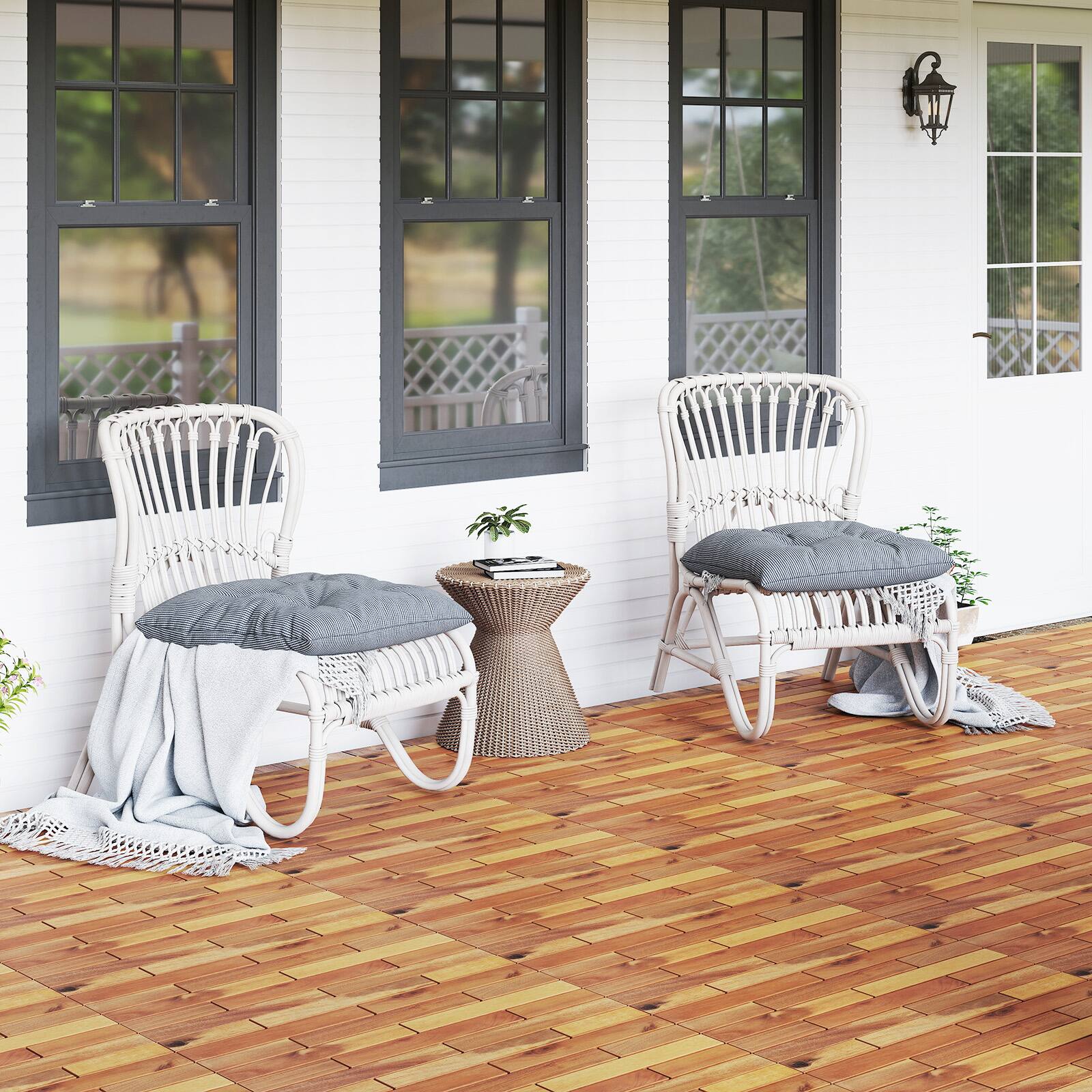 Alt View 1. Costway - Costway 24" x 12" Acacia Wood Interlocking Deck Tiles, 24 PCS Waterproof Flooring Tiles - Natural.
