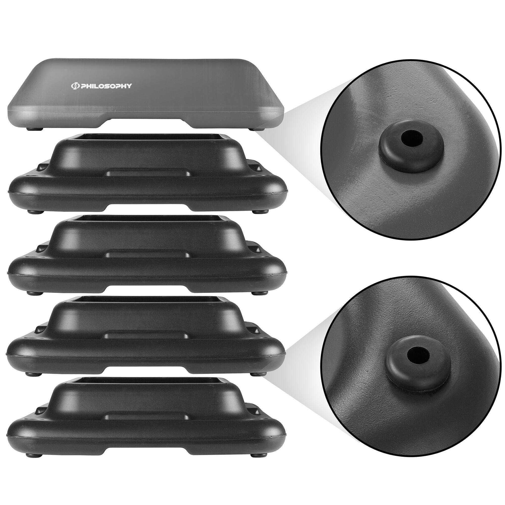Alt View 2. Philosophy Gym - Aerobic Exercise Adjustable High Step Platform with 4 Risers - Gray.
