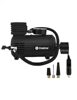 Castrol - Portable 12V Air Compressor, 260 PSI Tire Inflator with Pressure Gauge & LED Light