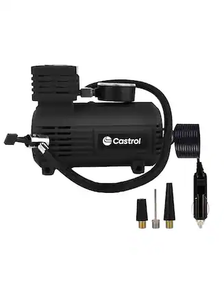 Front. Castrol - Castrol Portable 12V Air Compressor, 260 PSI Tire Inflator with Pressure Gauge & LED Light.