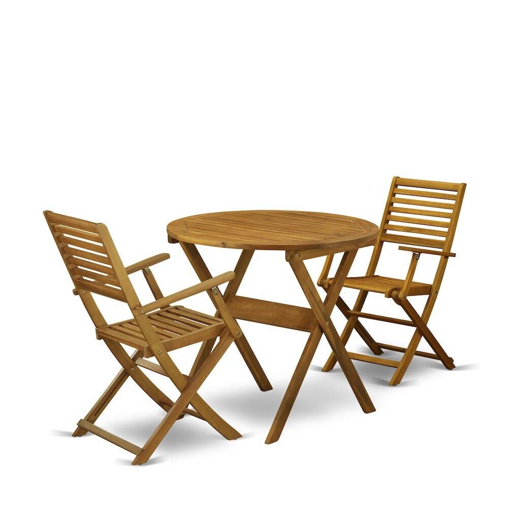 Angle. FurniFact - Solid Wood 3-Piece Patio Furniture Set with Bistro Table and Chairs - Multi-Color.