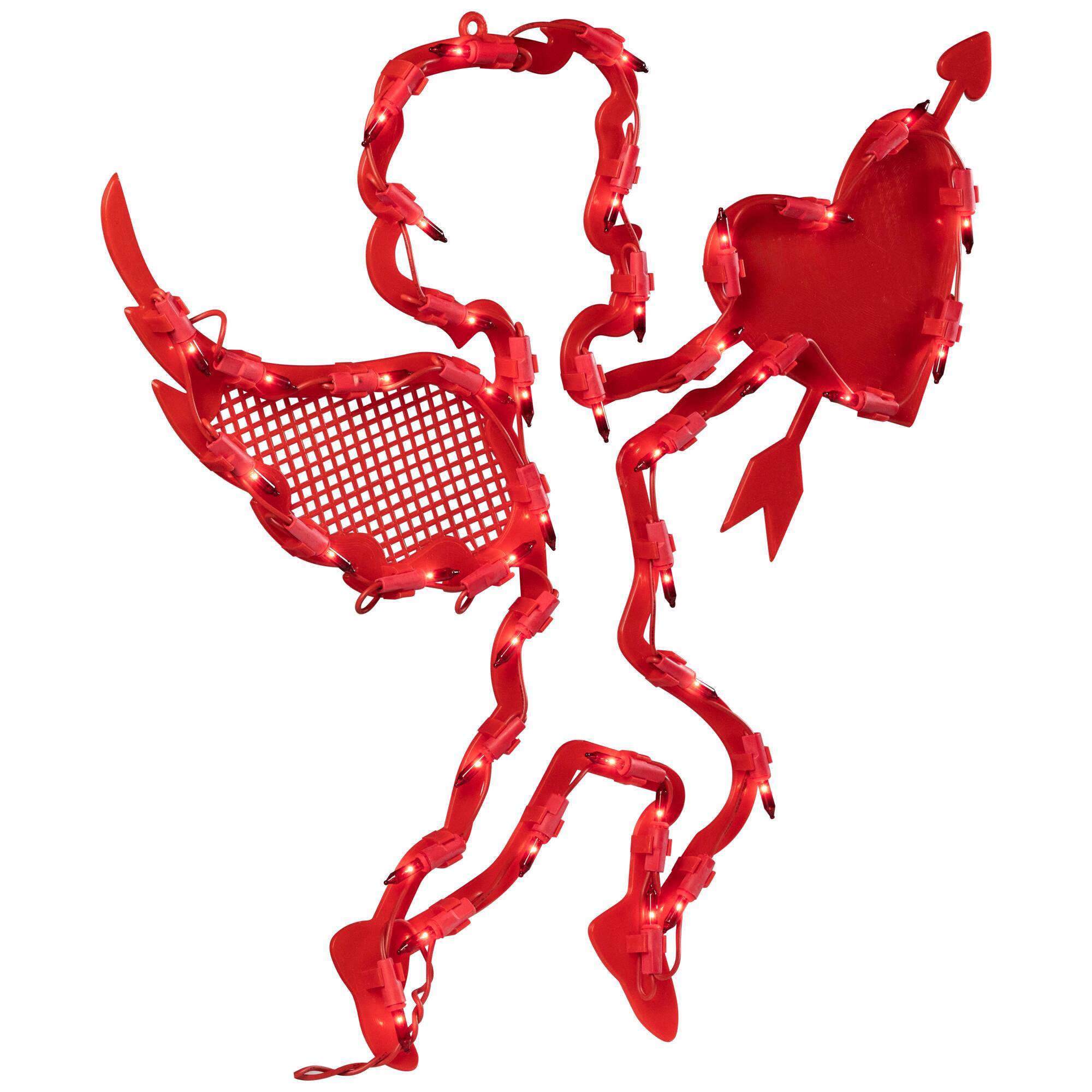 Alt View 3. Northlight - Lighted Cupid with Heart Valentine's Day Window Silhouette - 17" - Red - Red.