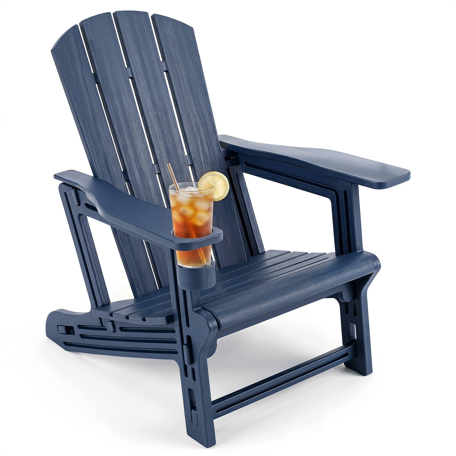 Costway - 1 PCS HDPE Adirondack Chairs with Realistic Wood Grain, Extended Backrest for Backyard - Blue price history on PriceWatchPro