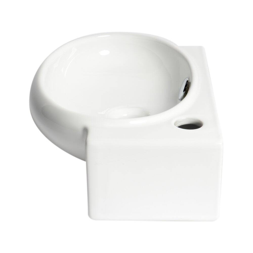 Back. Alfi - White 17" Small Wall Mounted Ceramic Sink with Faucet Hole - White.