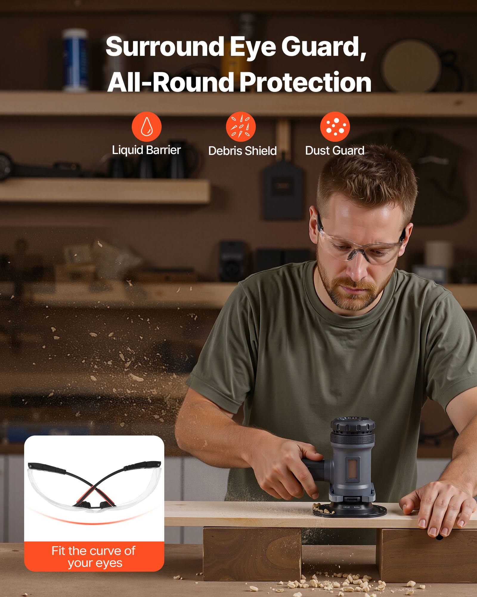 Surround Eye Guard, All-Round Protection

- Liquid Barrier
- Debris Shield
- Dust Guard

Fit the curve of your eyes