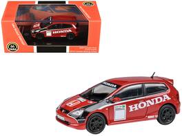 2001 Honda Civic Type R EP3 with Graphics "BTCC Honda Racing" 1/64 Diecast Model Car by Paragon Models - Red