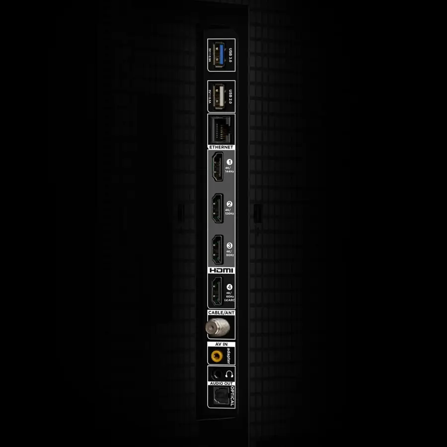 The text on the image reads:

1. USB
2. Ethernet
3. HDMI
4. Cable/Antenna
5. Optical

These are the different ports available on the back of the device.