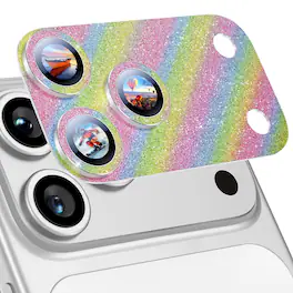 Dteck - Bling Glitter Camera Lens Protector for Apple iPhone 17 Pro Max with 9H Tempered Glass - Colorful