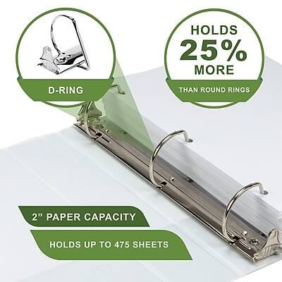 - HOLDS 25% MORE THAN ROUND RINGS
- D-RING
- 2" PAPER CAPACITY
- HOLDS UP TO 475 SHEETS