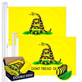 G128 - Gadsden Don't Tread On Me Flag, 20 x 30 in, Double-Sided Embroidered 210D Polyester, Pack of 2 - Yellow