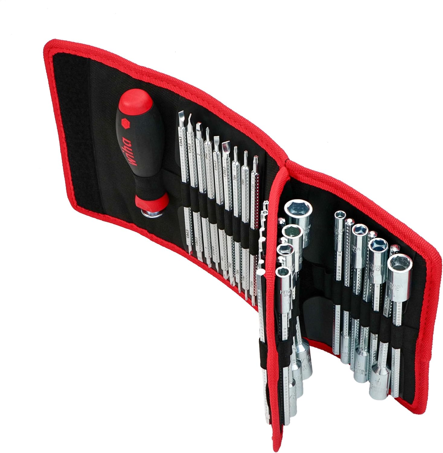 Alt View 1. Wiha - Wiha 28188 Drive-Loc VI Wallet Set, 32 Piece, Phillips, Slotted, Square, Torx, Hex & Nut Drivers, SoftFinish Handle.