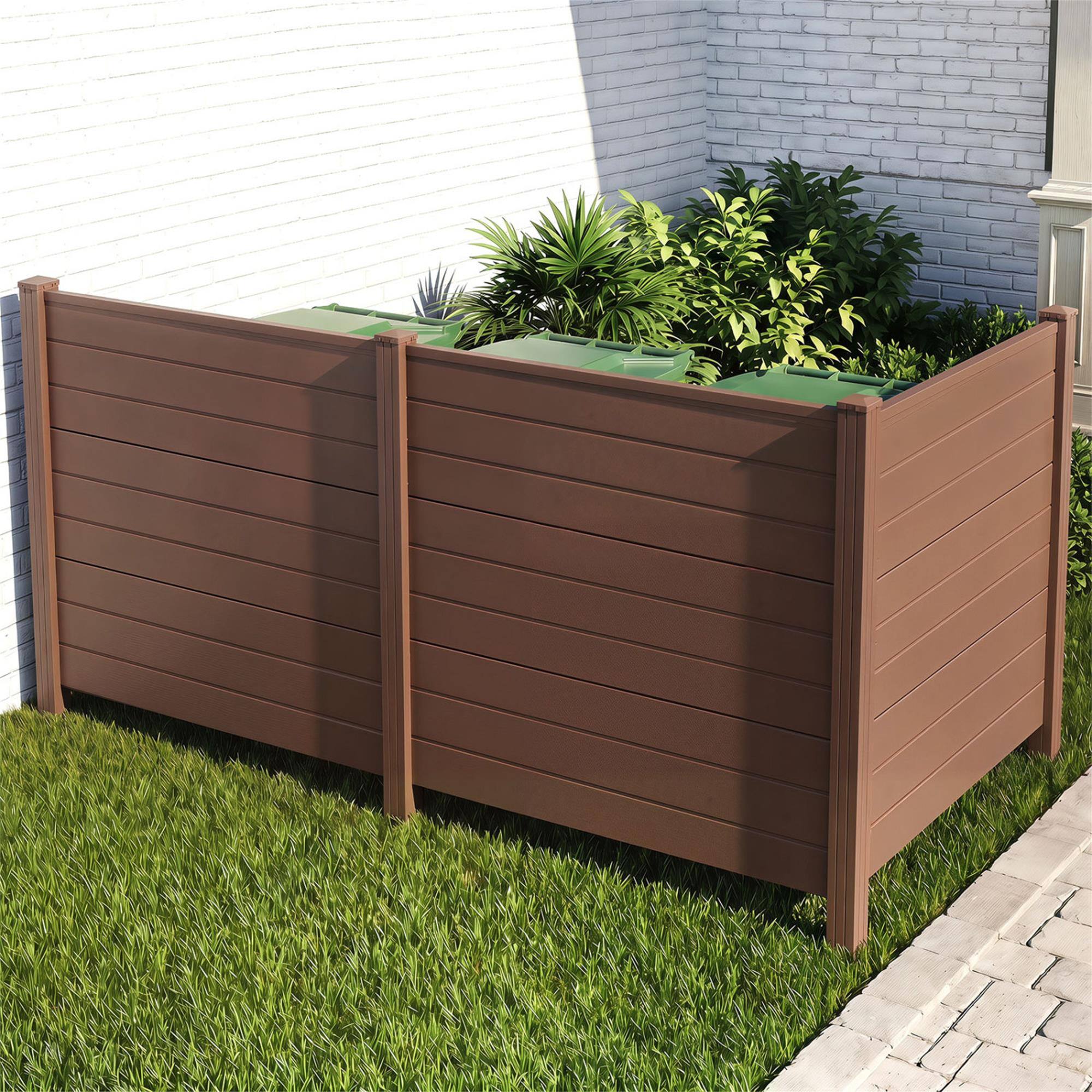 Alt View 1. Boyel Living - 48 x 38 Inches Air Conditioner Fence 2 Panels Outdoor Privacy Fence-Brown - Brown.