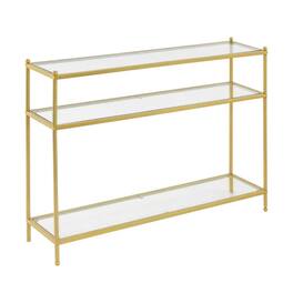 FurniFact - Glass console table with three tiers, modern design for versatile use - Glass/Gold