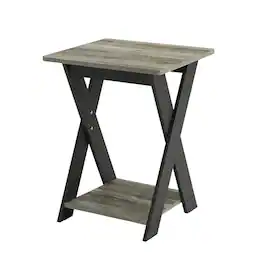 FurniFact - French Oak and Black Nightstand with Modern Cross Design - French Oak/Black