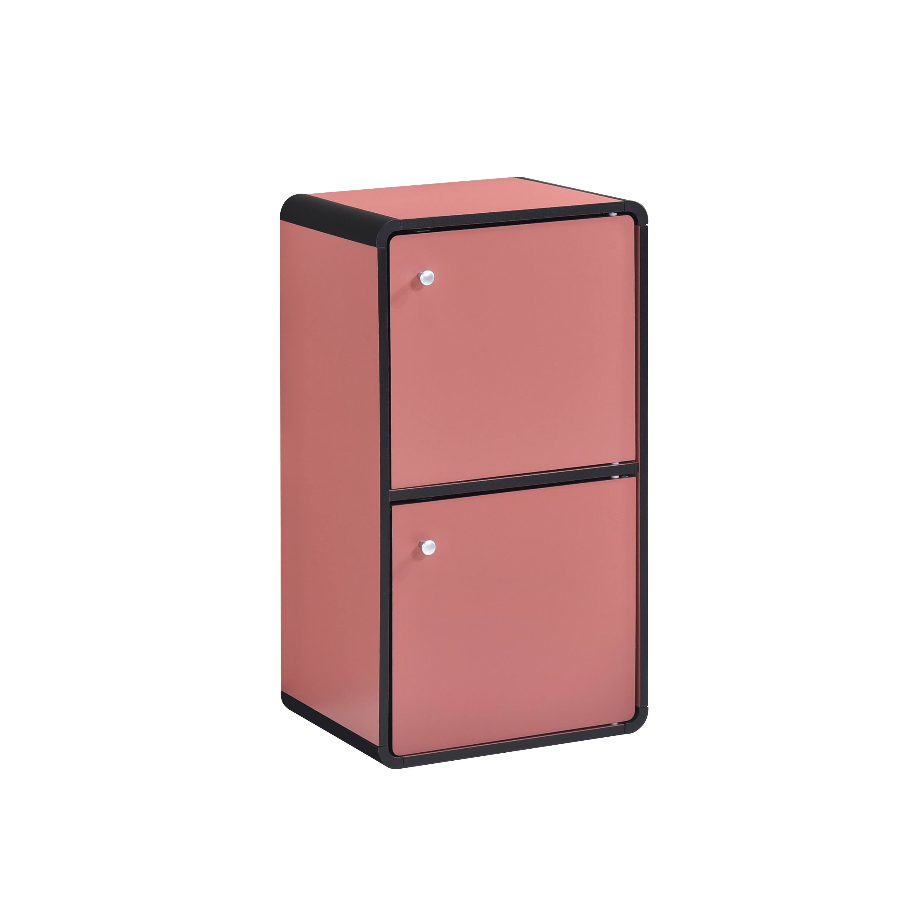 Angle. Kings Brand Furniture - Kings Brand Furniture Dothan Wood 2-Cubed Closed Bookcase - Storage Shelf Organizer Bookshelf - Red.