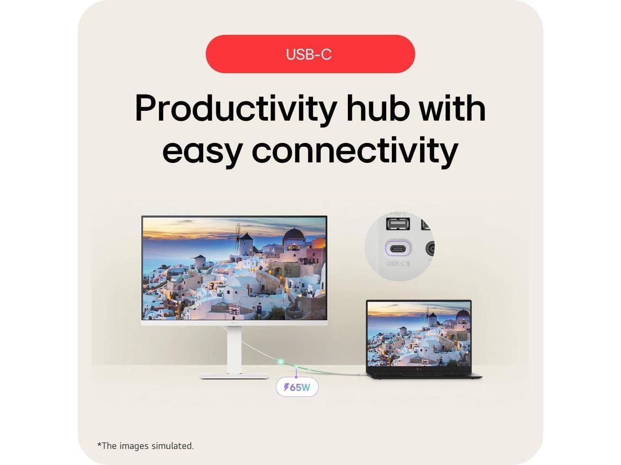 USB-C Productivity hub with easy connectivity  
65W  
*The images simulated.