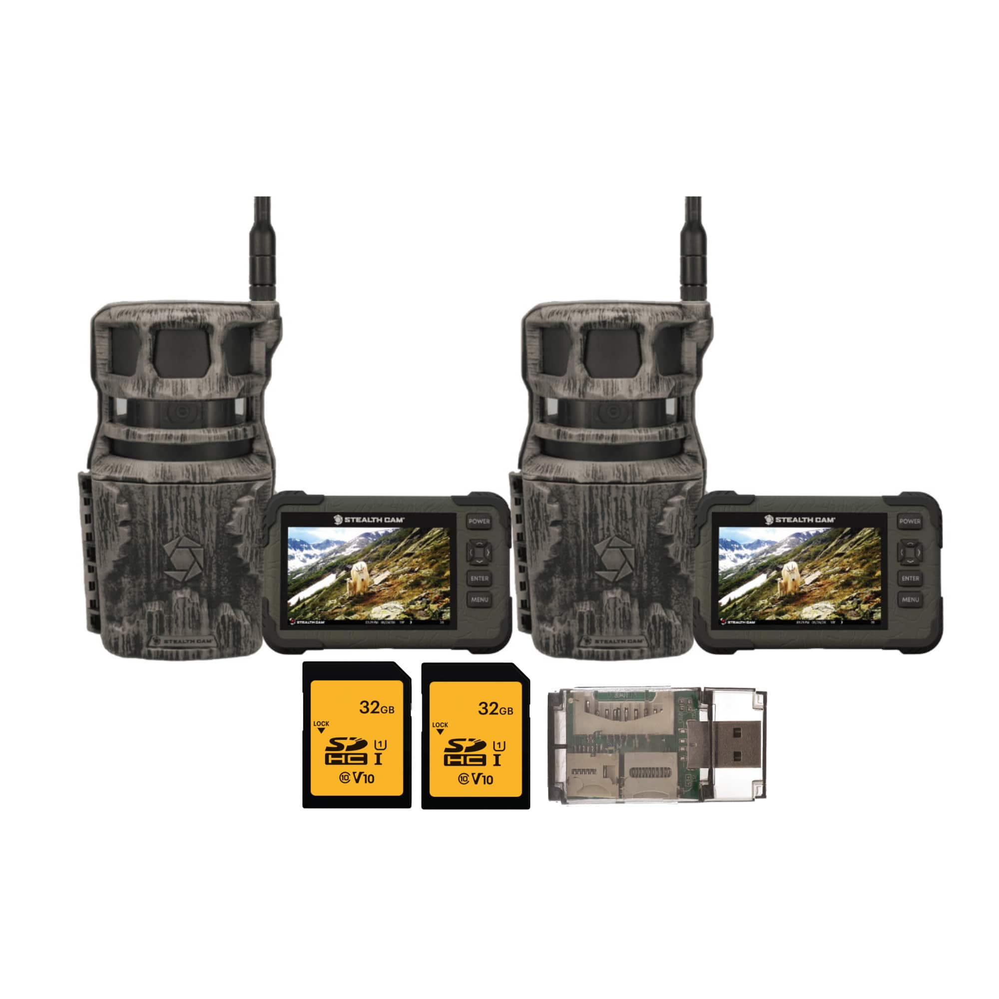 Stealth Cam - Revolver 36MP Pro 360 Degree Cellular Trail Camera with Card Viewer 32GB Memory Cards