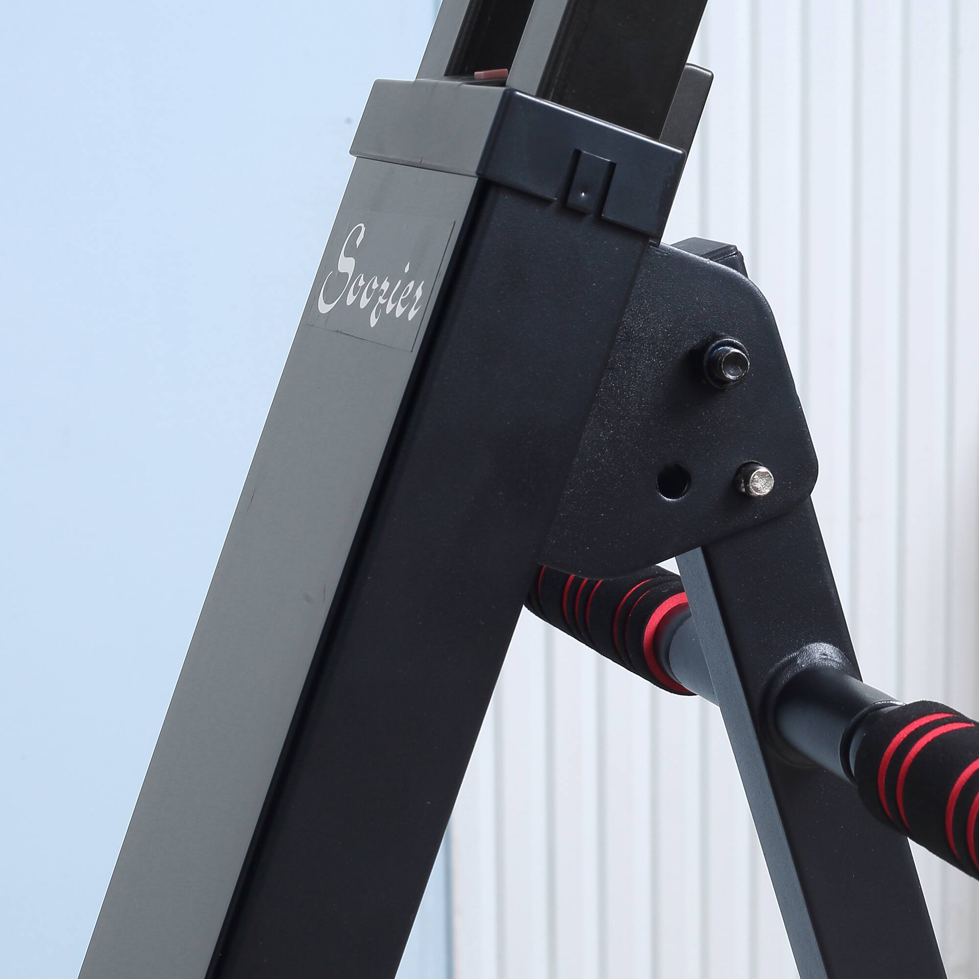 Alt View 8. Soozier - Foldable Vertical Climber Exercise Machine, Height Adjustable Climbing Machine, Stair Stepper with LCD Monitor - Black and Red.