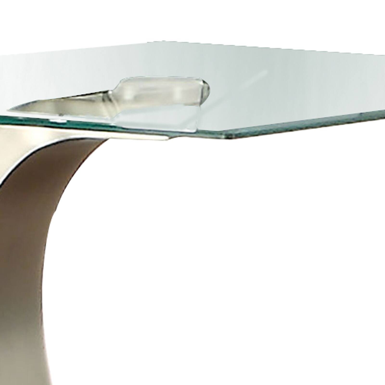Alt View 3. Manhattan Lane - Glass Top End Table with Curved Pedestal Base - Black and Gray.