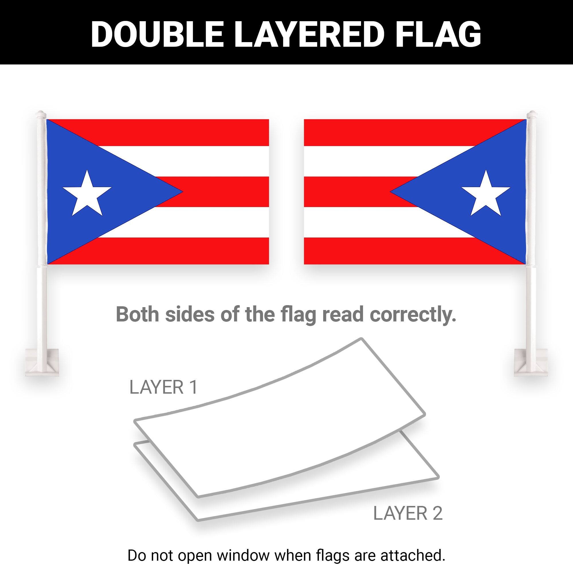 DOUBLE LAYERED FLAG

Both sides of the flag read correctly.

LAYER 1

LAYER 2

Do not open window when flags are attached.