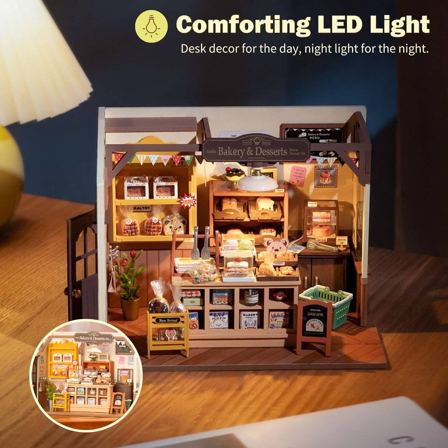 Comforting LED Light  
Desk decor for the day, night light for the night.  

Bakery & Desserts